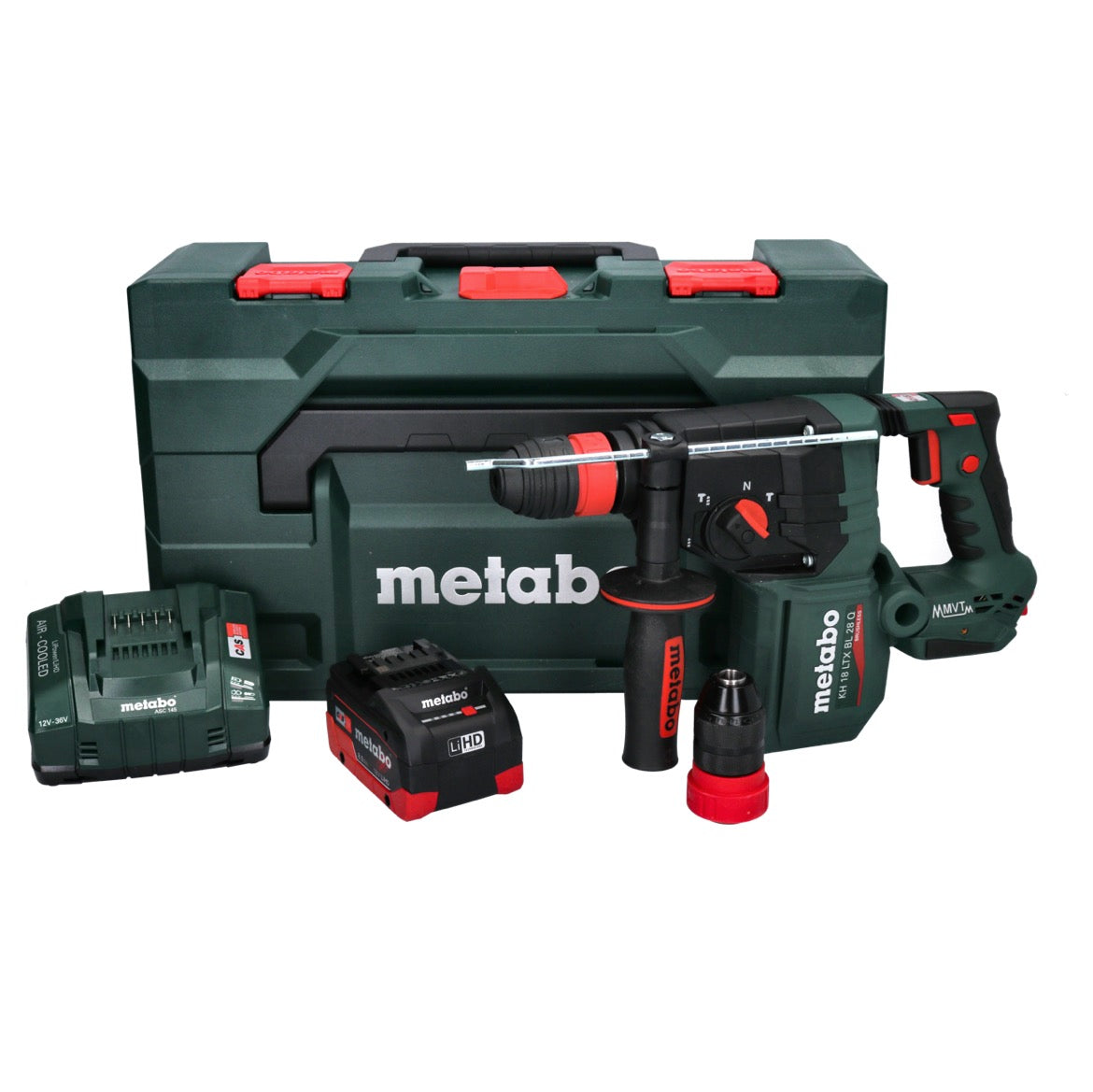 Marteau perforateur sur batterie Metabo KH 18 LTX BL 28 Q 18 V 3 J SDS plus sans balais + 1 batterie 8,0 Ah + chargeur + métaBOX