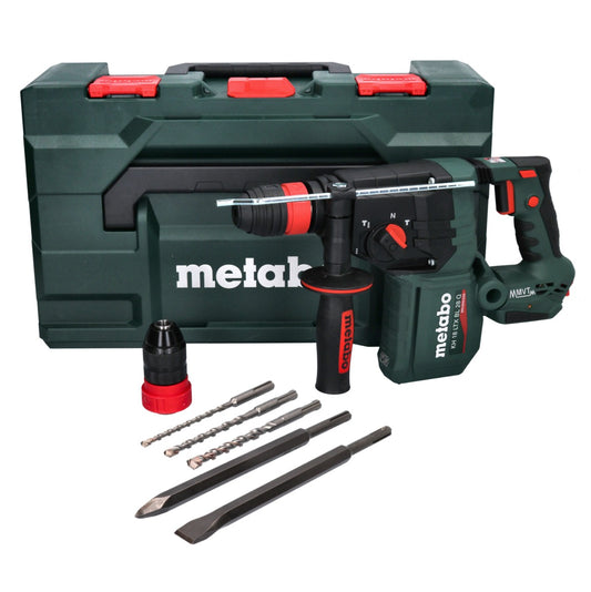 Metabo KH 18 LTX BL 28 Q marteau perforateur sans fil 18 V 3 J SDS plus sans balais + jeu de 5 burins + metaBOX - sans batterie, sans chargeur