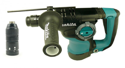 Makita HR 2811 FT Kombihammer + Bohrfutter + D-42444 SDS-Plus Bohrer-Meißel-Set 17 tlg. im Alu Koffer - Toolbrothers