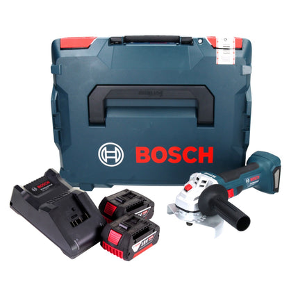 Meuleuse d'angle sur batterie Bosch GWS 18V-7 Professional 18 V 125 mm 22,23 mm sans balais + 2x batterie 4,0 Ah + chargeur + L-Boxx