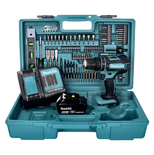 Makita DHP 482 SGX5 Akku Schlagbohrschrauber 18 V 62 Nm + 1x Akku 6,0 Ah + Ladegerät + 101 tlg. Zubehör Set + Koffer - Toolbrothers