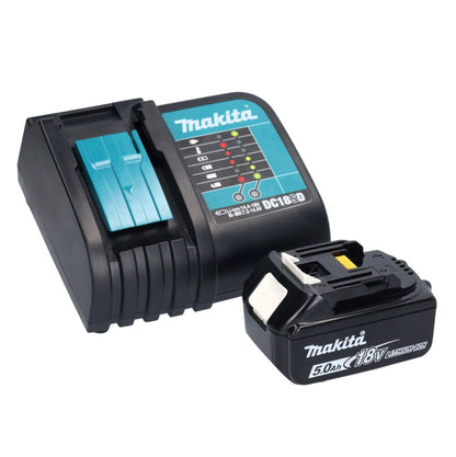 Makita DHP 482 STX5W Akku Schlagbohrschrauber 18 V 62 Nm weiß + 1x Akku 5,0 Ah + Ladegerät + 101 tlg. Zubehör Set + Koffer - Toolbrothers