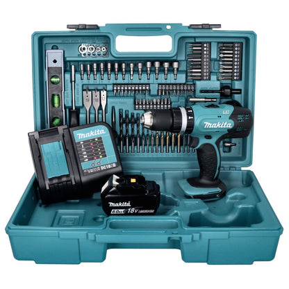 Makita DHP 453 SGX5 Akku Schlagbohrschrauber 18 V 42 Nm + 1x Akku 6,0 Ah + Ladegerät + 101 tlg. Zubehör Set + Koffer - Toolbrothers