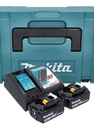 Kit d'alimentation Makita 18 V avec 2 batteries BL 1850 B 5,0 Ah + chargeur rapide DC 18 RC + Makpac (197624-2)