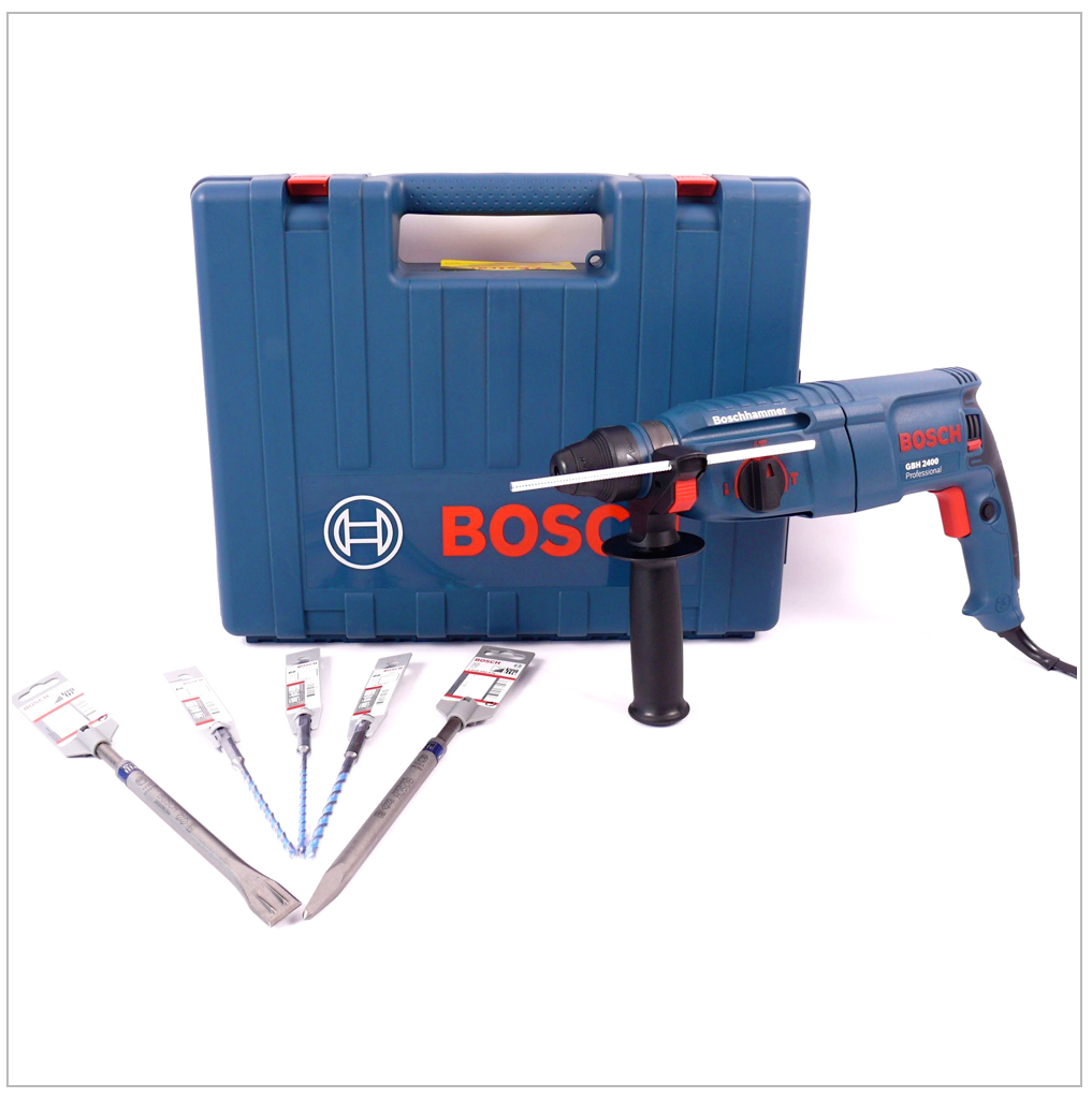 Bosch GBH 2400 SDS-Plus Professional Bohrhammer 720 W im Transport Koffer + Meissel und Bohrer - Toolbrothers