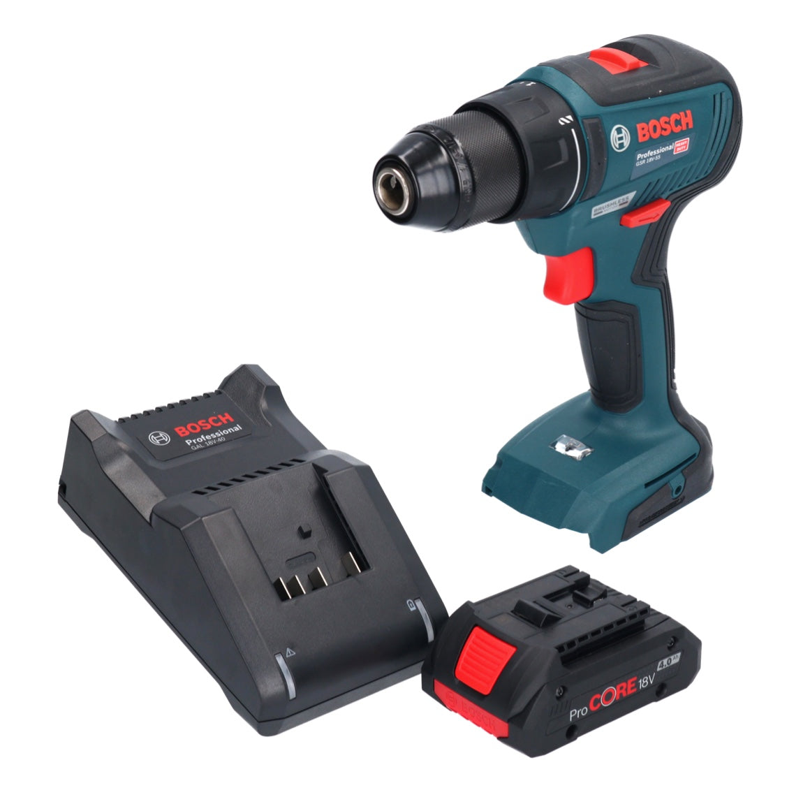 Bosch GSR 18V-55 Professional perceuse-visseuse sans fil 18 V 55 Nm sans balais + 1 batterie ProCORE 4,0 Ah + chargeur