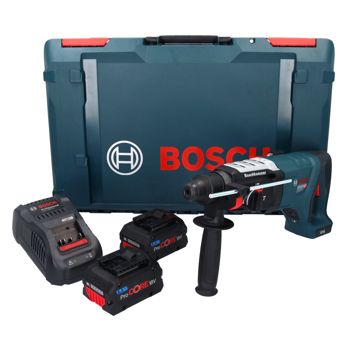 Bosch GBH 18V-28 DC Professional Akku Bohrhammer 18 V 3,4 J SDS Plus Brushless + 2x ProCORE Akku 5,5 Ah + Ladegerät + XL-Boxx