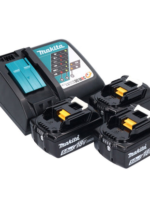 Meuleuse d'angle sur batterie Makita DGA 504 RT3J 18 V 125 mm sans balais + 3 batteries 5,0 Ah + chargeur + Makpac