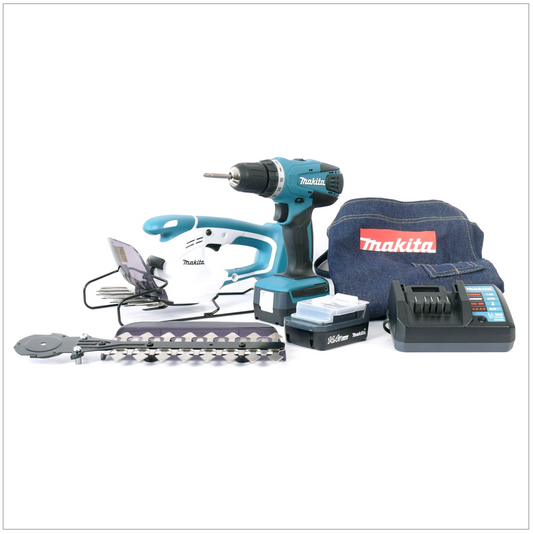 Makita DK14004X1 G-Serie Set mit DF 347 D Akku Bohrschrauber 14,4V + UM 165 D Grasschere + 2x Akku 1,3Ah + Ladegerät + Arbeitsschürze - Toolbrothers