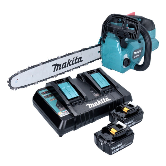 Tronçonneuse à batterie Makita DUC 406 PTB 36 V (2x 18 V) 40 cm sans balais + 2x batterie 5,0 Ah + double chargeur