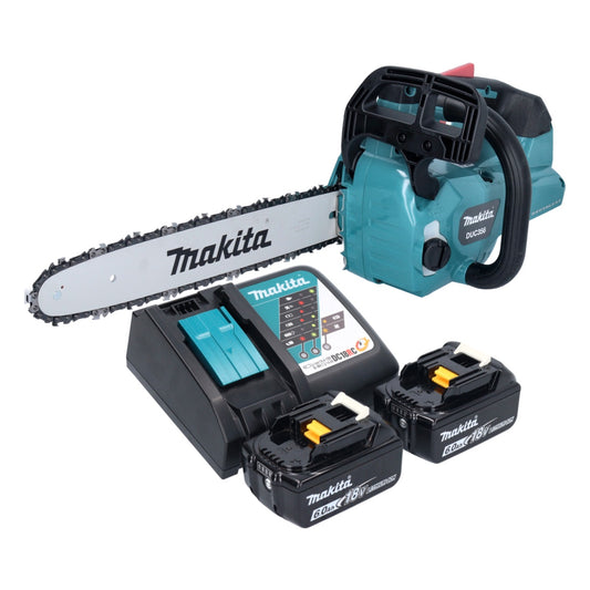 Makita DUC 356 RGB Akku Kettensäge 36 V ( 2x 18 V ) 35 cm Brushless + 2x Akku 6,0 Ah + Ladegerät