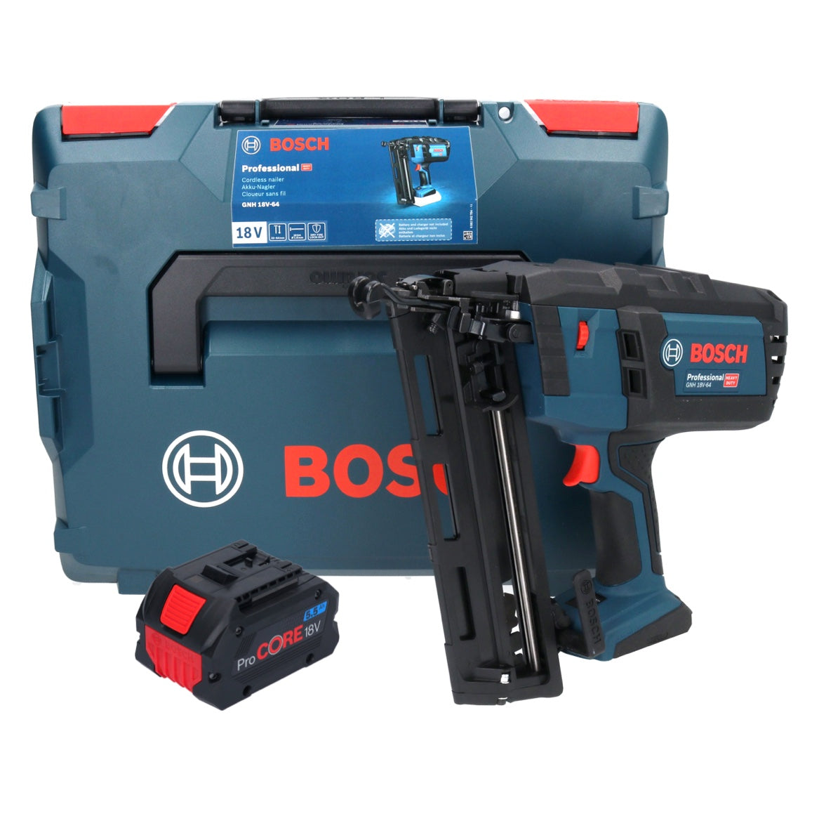 Bosch GNH 18V-64 Akku Nagler 18 V 64 mm 1,6 mm + 1x ProCORE Akku 5,5 Ah + L-Boxx - ohne Ladegerät - Toolbrothers