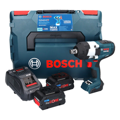 Clé à chocs rotative sans fil Bosch GDS 18V-1050 H 18 V 1050 Nm 3/4" Biturbo brushless + 2x batterie ProCORE 5,5 Ah + chargeur + L-Boxx (06019J8503)