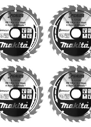 Makita CCM13625E SPECIALIZED EFFICUT lame de scie 4 pièces (4x E-12120) 136 x 1,4 x 20 mm 25 dents pour le bois