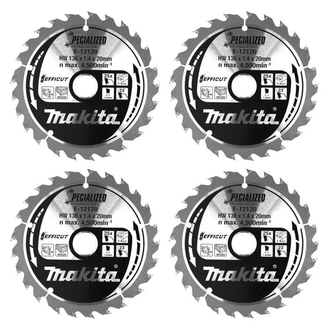 Makita CCM13625E SPECIALIZED EFFICUT lame de scie 4 pièces (4x E-12120) 136 x 1,4 x 20 mm 25 dents pour le bois