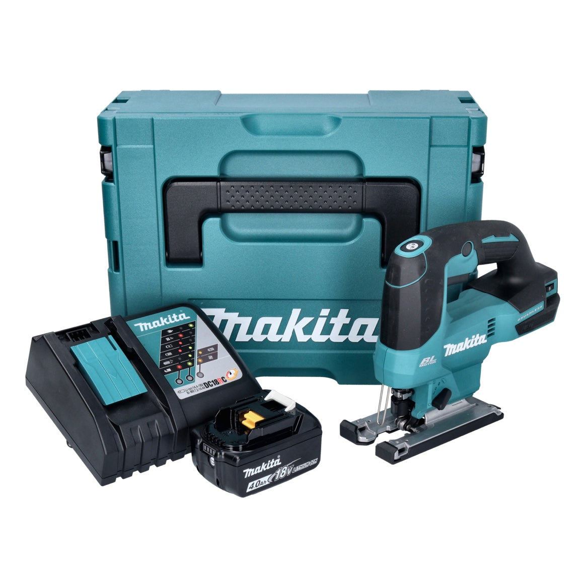 Makita DJV 184 RM1J Akku Pendelhub Stichsäge 18 V Brushless + 1x Akku 4,0 Ah + Ladegerät + Makpac - Toolbrothers