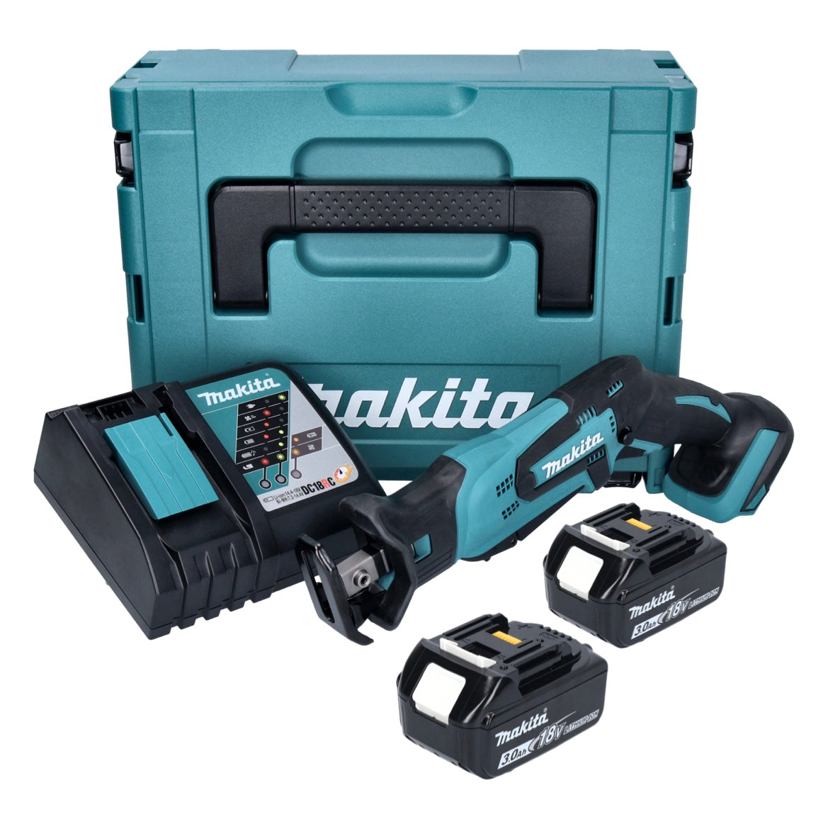 Makita DJR 185 RFJ batterie scie sabre Recipro 18 V + 2x batteries 3,0 Ah + chargeur + Makpac