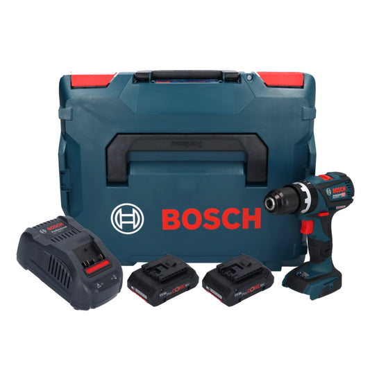 Bosch GSB 18V-60 C Professional Perceuse à percussion sans fil 18 V 60 Nm sans balais (06019G2107) + 2x batterie ProCORE 4,0 Ah + chargeur + L-Boxx