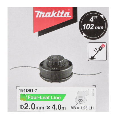 Tête Makita 2 fils Tap&amp;Go 2,0 mm (191D91-7) + fil de coupe rond 1,6 mm 15 m (E-02733) pour coupe-herbe sans fil 18 V DUR 187 et DUR 188