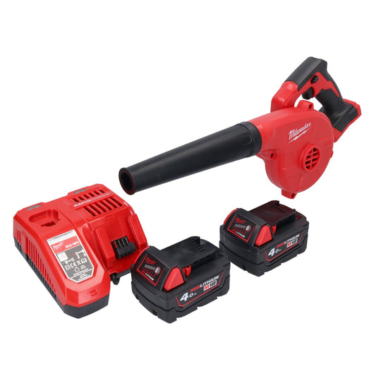 Milwaukee M18 BBL-402 Akku Gebläse 18 V + 2x Akku 4,0 Ah + Ladegerät