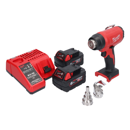 Milwaukee M18 BHG-602 Akku Heißluftgebläse 18 V 470 °C + 2x Akku 6,0 Ah + Ladegerät