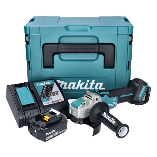 Makita DGA 521 RF1X1J Meuleuse d'angle sur batterie 18 V 125 mm X-LOCK Brushless + 1x batterie 3,0 Ah + chargeur + Makpac