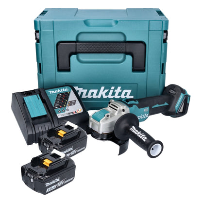 Makita DGA 521 RFX1J Meuleuse d'angle sur batterie 18 V 125 mm X-LOCK brushless + 2x batterie 3,0 Ah + chargeur + Makpac