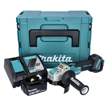 Makita DGA 521 RT1X1J Akku Winkelschleifer 18 V 125 mm X-LOCK Brushless + 1x Akku 5,0 Ah + Ladegerät + Makpac