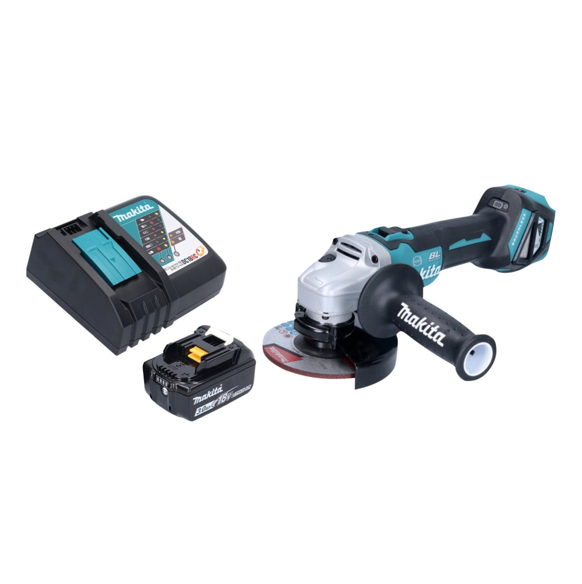 Makita DGA 513 RF1 Meuleuse d'angle sur batterie 18 V 125 mm sans balais + 1x batterie 3,0 Ah + chargeur