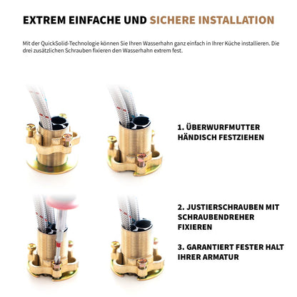 Rosenhahn & Söhne Juist 200 Küchenarmatur 360° Drehbarer Wasserhahn Küche - Armatur Küche [Chrom] - 2-fach verstellbare Spültischarmatur + Anschlussschläuche - Toolbrothers