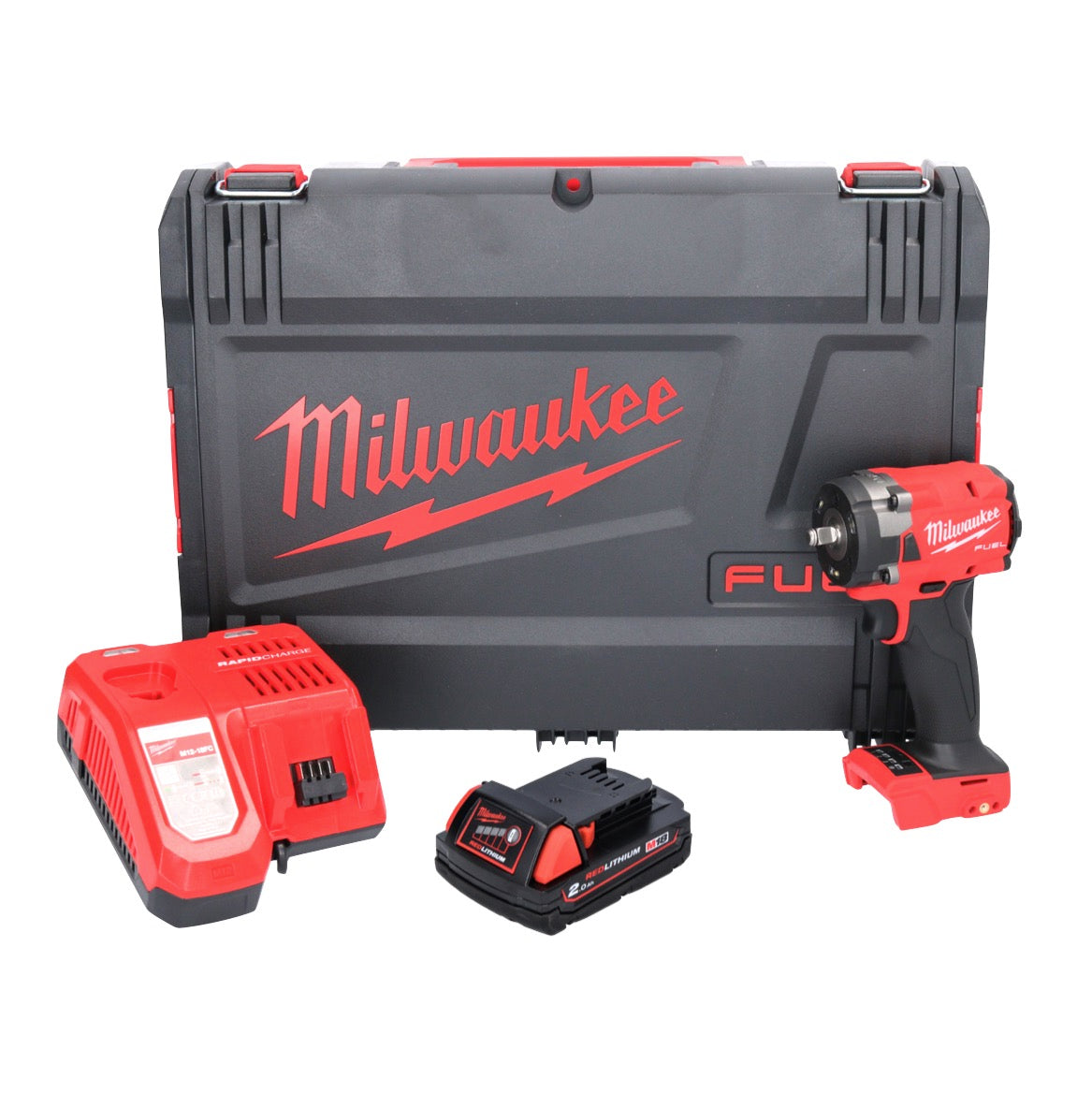 Clé à chocs sans fil Milwaukee M18 FIW2F38-201X 18 V 339 Nm 3/8" brushless + 1x batterie 2,0 Ah + chargeur + boîtier HD