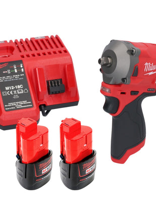 Clé à chocs sans fil Milwaukee M12 FIW38-202C 12 V 339 Nm 3/8" sans balai + 2x batterie 2,0 Ah + chargeur