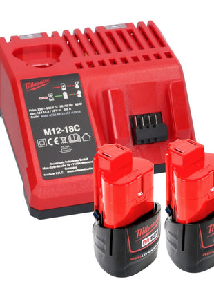 Clé à chocs sans fil Milwaukee M12 FIW38-202C 12 V 339 Nm 3/8" sans balai + 2x batterie 2,0 Ah + chargeur