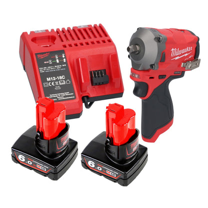 Clé à chocs sans fil Milwaukee M12 FIW38-602C 12 V 339 Nm 3/8" sans balai + 2x batteries 6,0 Ah + chargeur