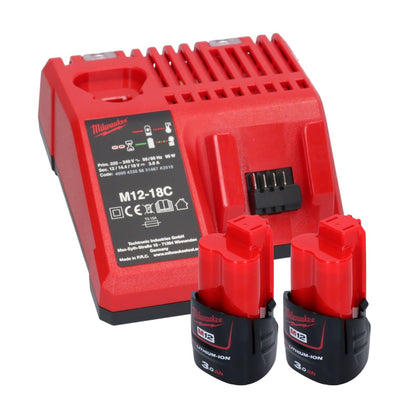 Pistolet graisseur à batterie Milwaukee M12 GG-302C 12 V 562 bar + 2x batteries 3,0 Ah + chargeur