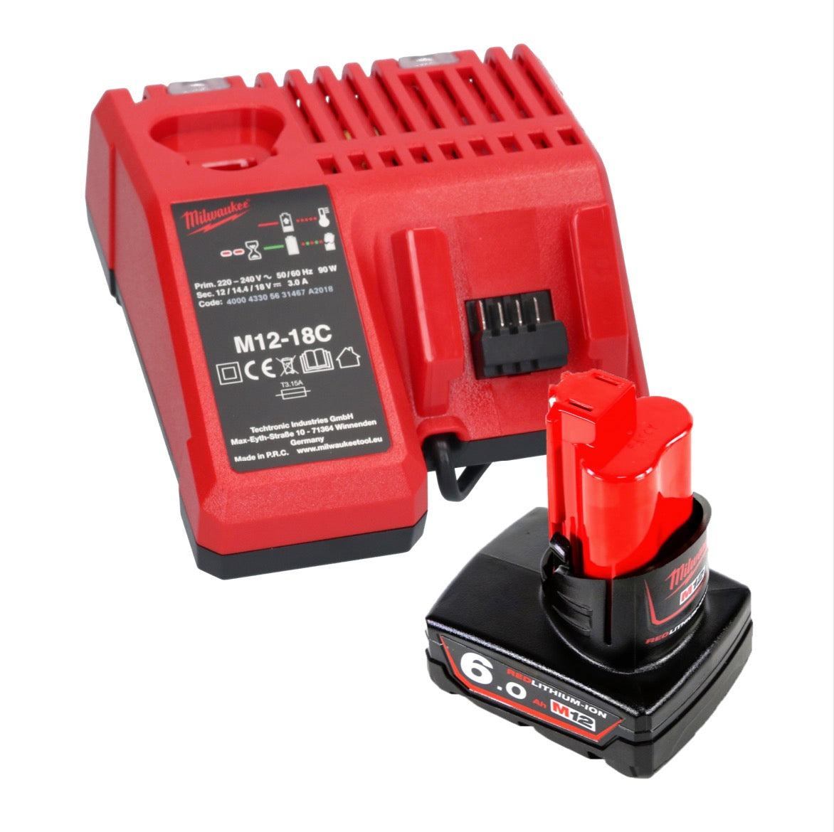 Pistolet graisseur à batterie Milwaukee M12 GG-601C 12 V 562 bar + 1x batterie 6,0 Ah + chargeur