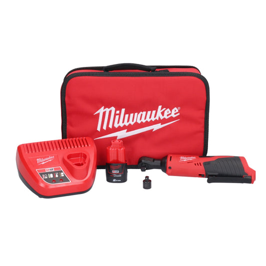 Cliquet à batterie Milwaukee M12 IR-201B 12 V 47 Nm 3/8" + 1x batterie 2,0 Ah + chargeur + sac (4933448110)