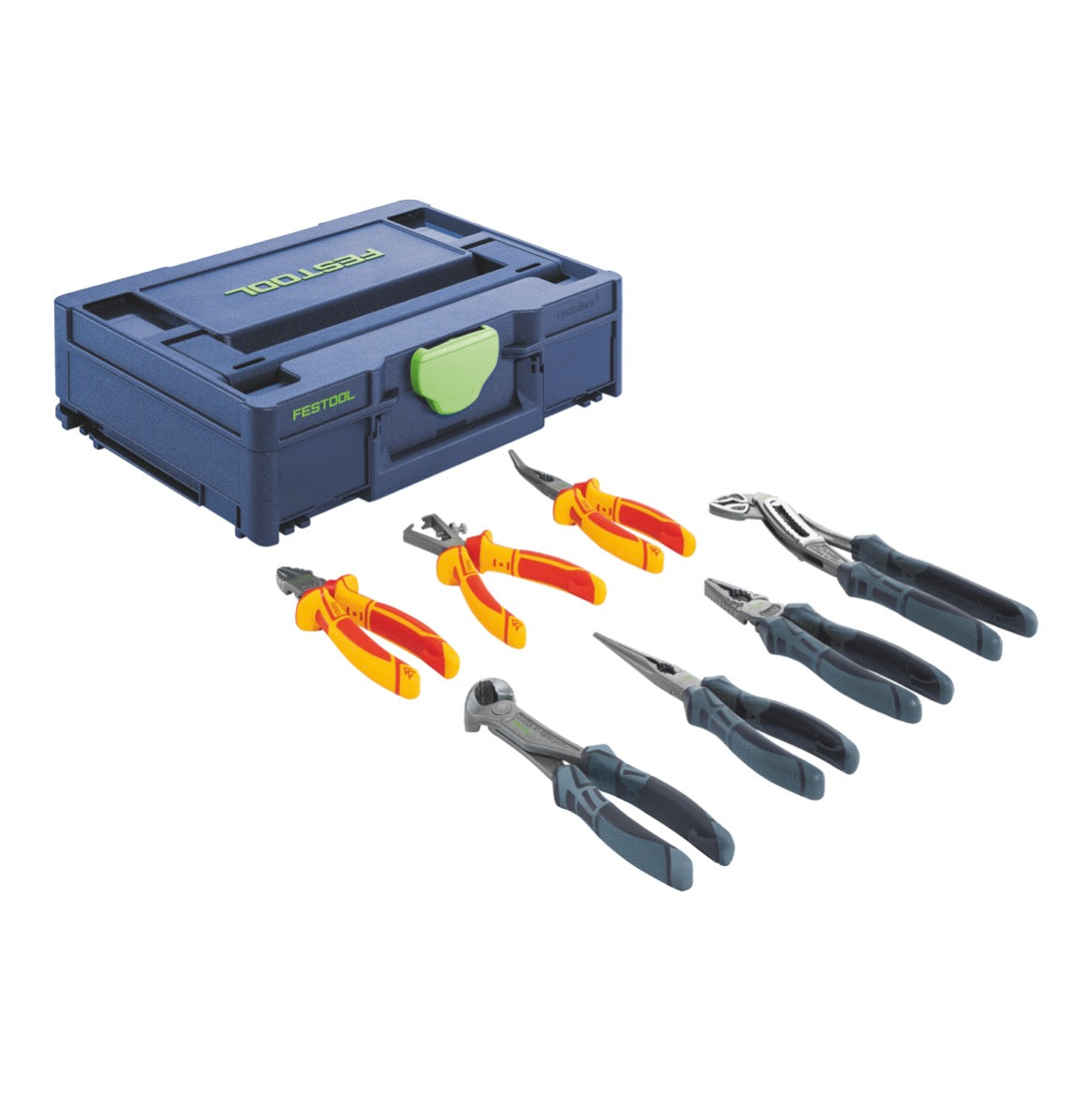 Festool Zangen Systainer SYS3 M 112 ZA Zangen Set 8 tlg. ( 577456 ) Rohrzange, Kombizange, Wasserpumpenzange, Seitenschneider, Flachrundzange, Abisolierzange, Kneifzange + Systainer - Toolbrothers