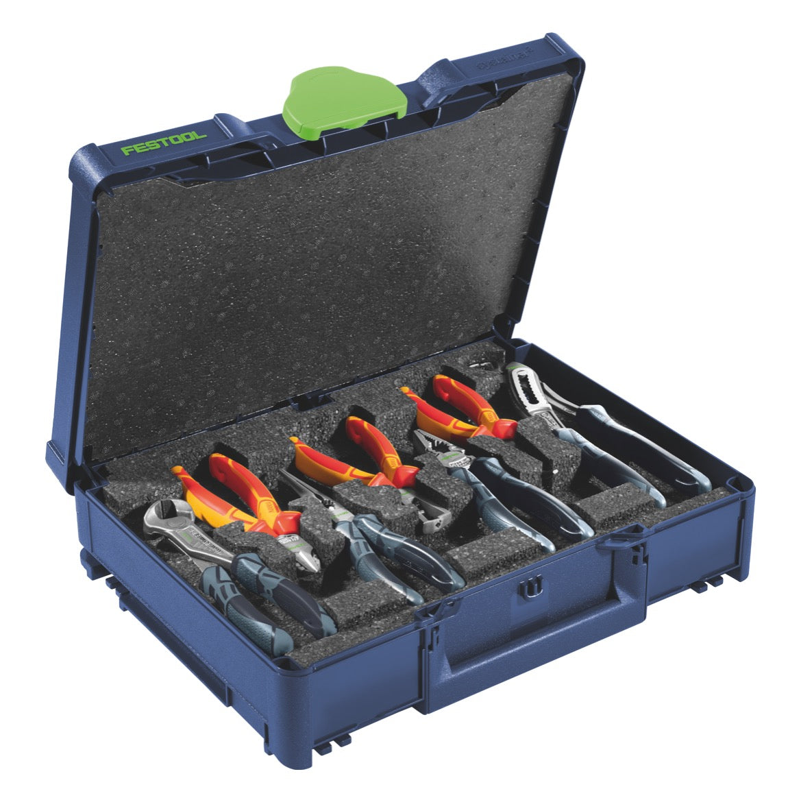 Festool Zangen Systainer SYS3 M 112 ZA Zangen Set 8 tlg. ( 577456 ) Rohrzange, Kombizange, Wasserpumpenzange, Seitenschneider, Flachrundzange, Abisolierzange, Kneifzange + Systainer - Toolbrothers