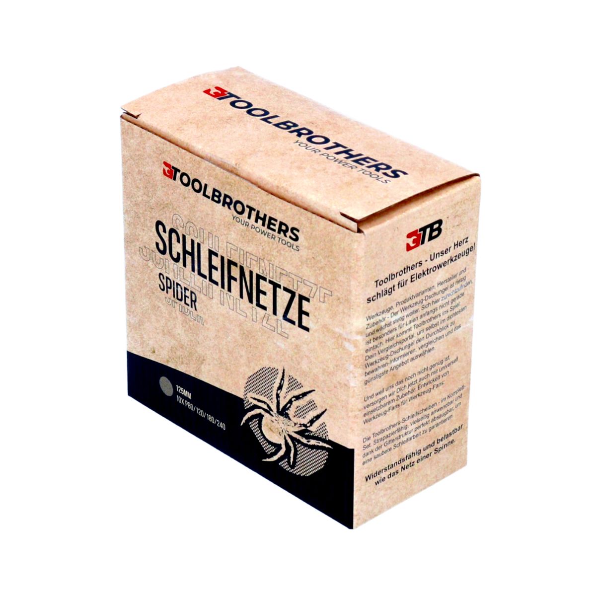 Toolbrothers SPIDER Schleifset Netz Schleifmittel Schleifnetze 125 mm Klett je 10x P80 / P120 / P180 / P240 für Hartholz, Weichholz, Lack, Stein, Stahl, Aluminium, Furnier - Toolbrothers