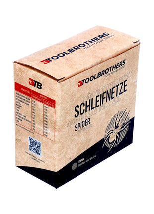 Toolbrothers SPIDER Schleifset Netz Schleifmittel Schleifnetze 125 mm Klett je 10x P80 / P120 / P180 / P240 für Hartholz, Weichholz, Lack, Stein, Stahl, Aluminium, Furnier - Toolbrothers