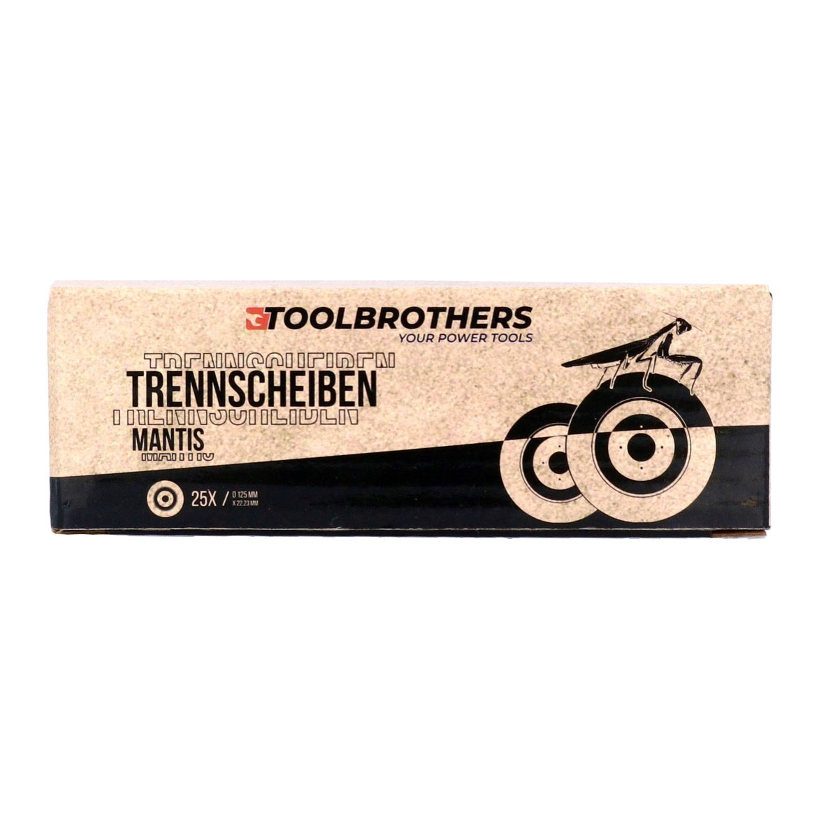 Toolbrothers MANTIS Trennscheiben- Set in Profi Qualität 25 Stück, 125 x 22,23 x 1 mm zur Bearbeitung von Metall, Stahl, Edelstahl / INOX für Winkelschleifer - Toolbrothers