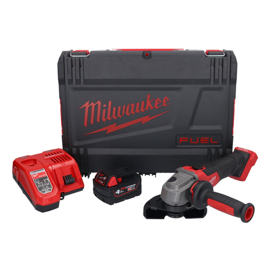 Meuleuse d'angle sur batterie Milwaukee M18 FSAG125X-401X 18 V 125 mm brushless + 1x batterie 4,0 Ah + chargeur + boîtier HD