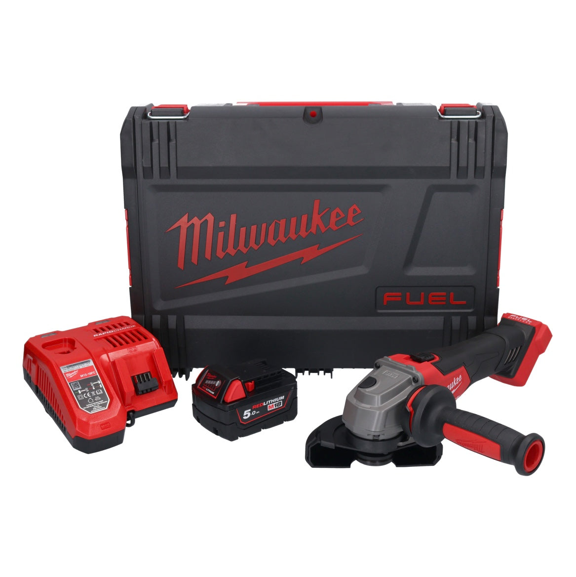 Meuleuse d'angle sur batterie Milwaukee M18 FSAG125X-501X 18 V 125 mm brushless + 1x batterie 5,0 Ah + chargeur + boîtier HD