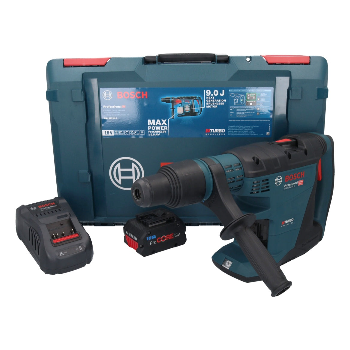 Bosch GBH 18V-40 C Professional marteau perforateur sans fil 18 V 9,0 J SDS max BITURBO brushless + 1x batterie ProCORE 5,5 Ah + chargeur + XL-BOXX