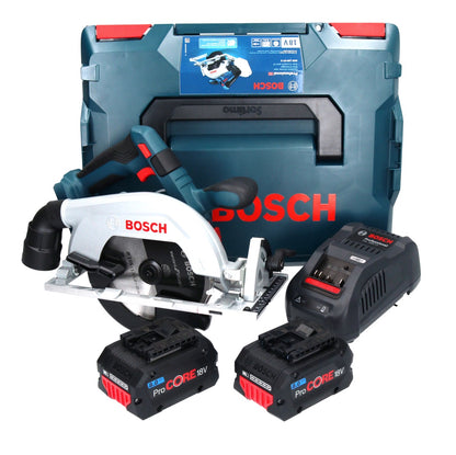 Bosch GKS 18V-57-2 Scie circulaire à batterie professionnelle 18 V 165 mm sans balais + 2 batteries ProCORE 8,0 Ah + chargeur + L-Boxx