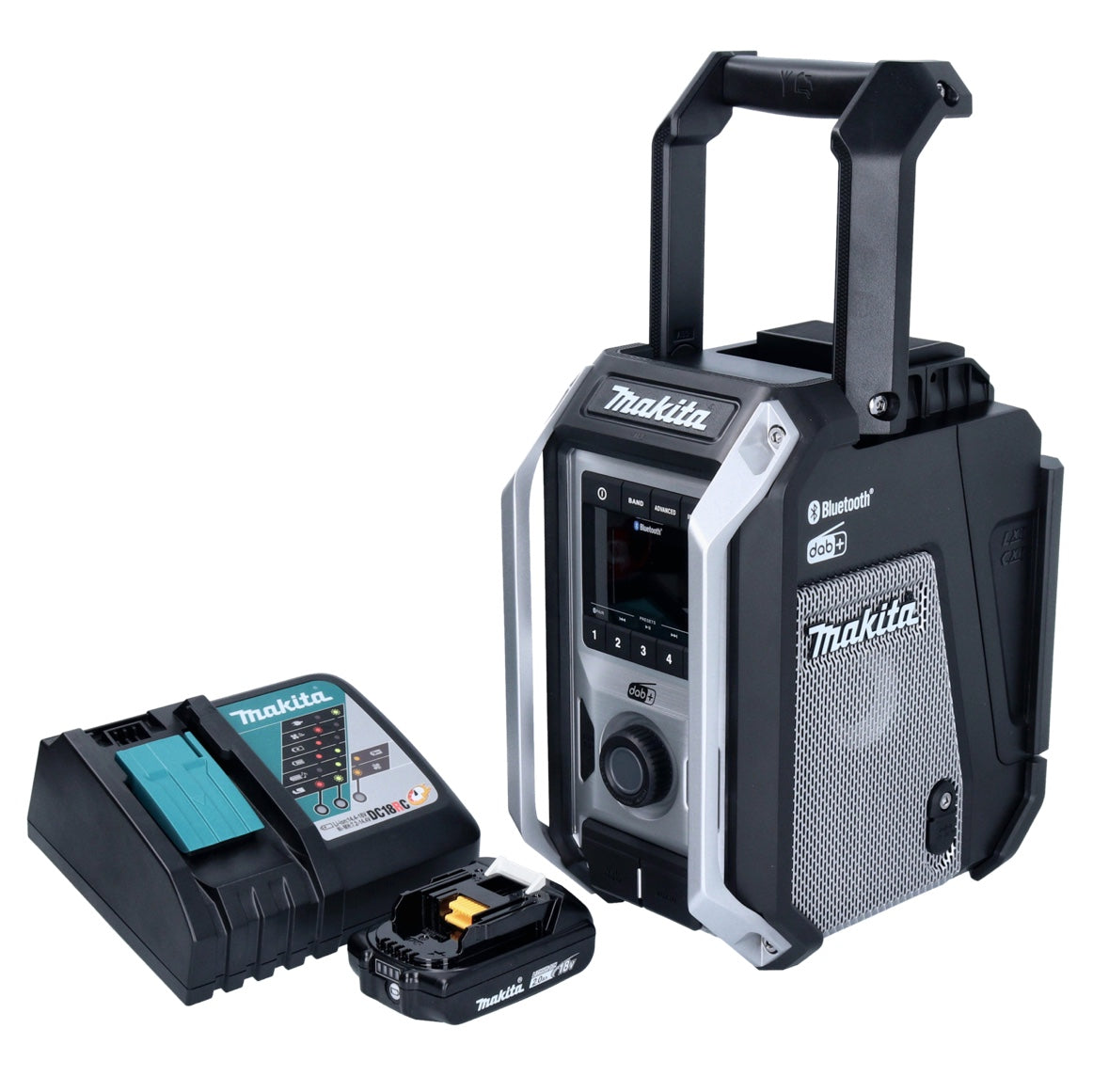 Makita DMR 115 RA1B Akku Baustellenradio 12 V - 18 V Bluetooth DAB+ IP65 Schwarz + 1x Akku 2,0 Ah + Ladegerät