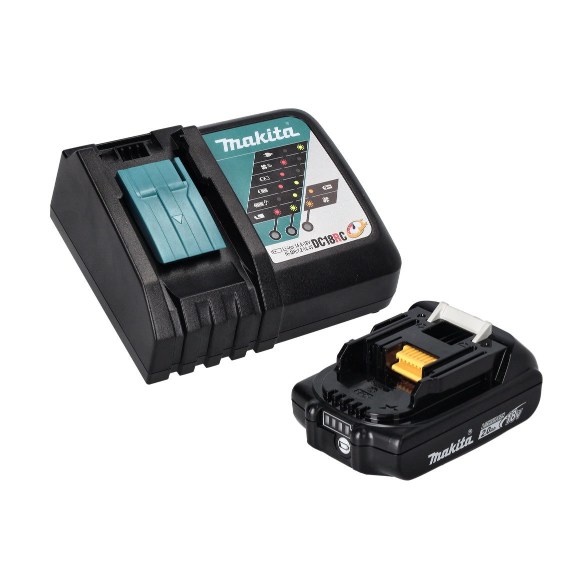 Makita DMR 115 RA1B Akku Baustellenradio 12 V - 18 V Bluetooth DAB+ IP65 Schwarz + 1x Akku 2,0 Ah + Ladegerät