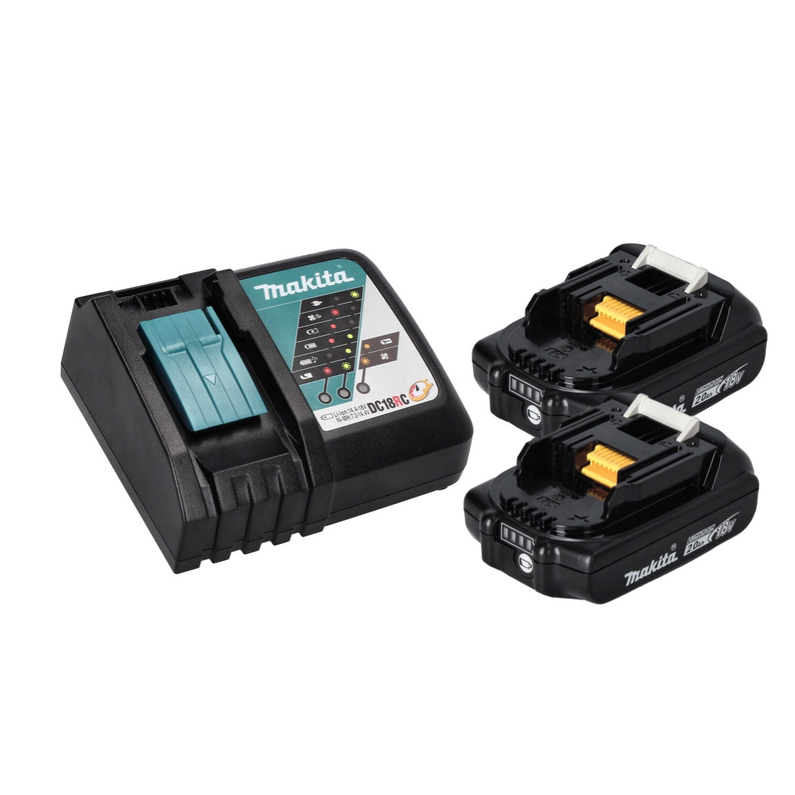 Makita DMR 115 RAB Radio de chantier à batterie 12 V - 18 V Bluetooth DAB+ IP65 noir + 2x batteries 2,0 Ah + chargeur