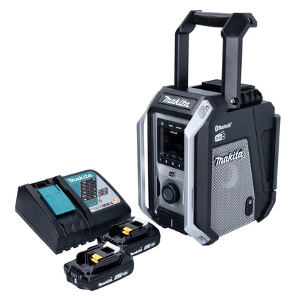 Makita DMR 115 RAB Akku Baustellenradio 12 V - 18 V Bluetooth DAB+ IP65 Schwarz + 2x Akku 2,0 Ah + Ladegerät